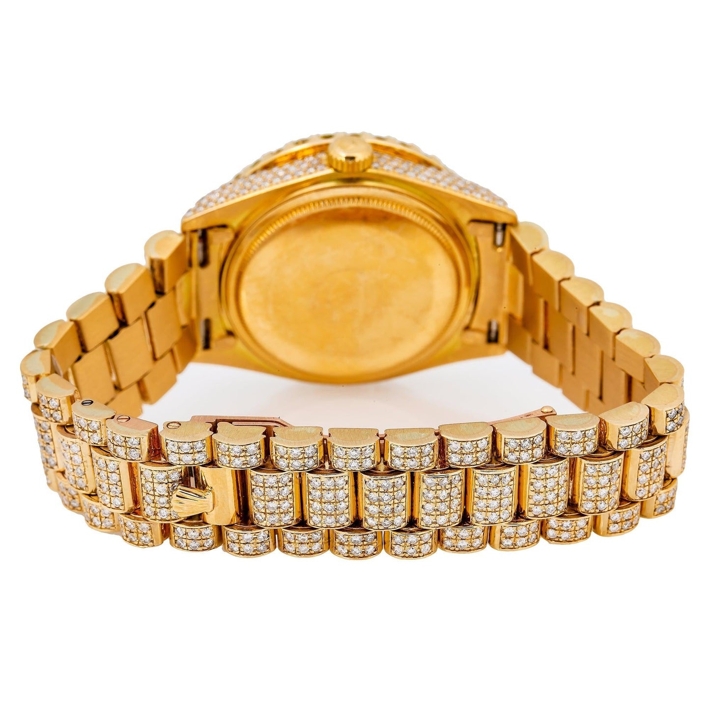 Rolex Day-Date 36MM 18038 Blue Roman Diamond Dial Diamond Bezel 18K Yellow Gold Full Diamond President Bracelet 15.75ct