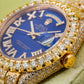 Rolex Day-Date 36MM 18038 Blue Roman Diamond Dial Diamond Bezel 18K Yellow Gold Full Diamond President Bracelet 15.75ct