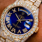 Rolex Day-Date 36MM 18038 Blue Roman Diamond Dial Diamond Bezel 18K Yellow Gold Full Diamond President Bracelet 15.75ct