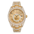 Rolex Sky-Dweller 42MM 326938 Champagne Dial Diamond Bezel 18K Yellow Gold Full Diamond Oyster Bracelet 23.75ct