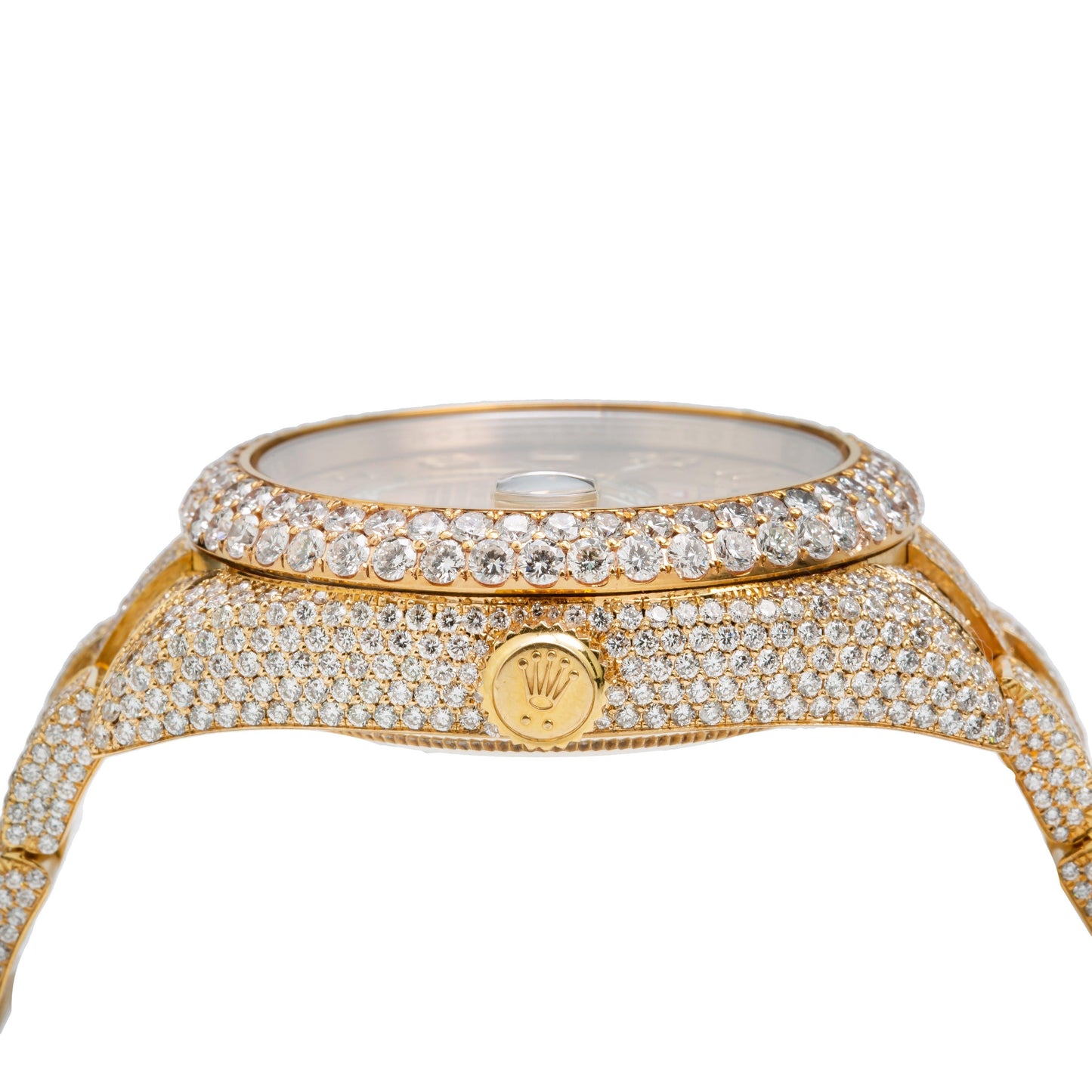 Rolex Sky-Dweller 42MM 326938 Champagne Dial Diamond Bezel 18K Yellow Gold Full Diamond Oyster Bracelet 23.75ct