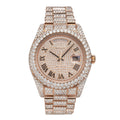 Rolex Day-Date II 41MM 218235 Diamond Paved Roman Dial Diamond Bezel 18K Rose Gold Full Diamond President Bracelet 21.75ct
