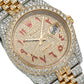 Rolex Datejust 36MM 116233 Diamond Paved Red Eastern Arabic Dial Diamond Bezel Two Tone Yellow Gold Full Diamond Jubilee Bracelet 13.25ct