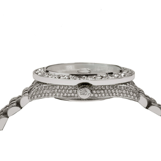 Rolex Datejust 36MM 116234 Brown Roman Diamond Dial Diamond Bezel Stainless Steel Full Diamond Jubilee Bracelet 15.25ct