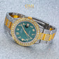 Rolex Datejust 36MM 1601 Green Eastern Arabic Diamond Dial Diamond Bezel Two Tone Yellow Gold Full Diamond Oyster Bracelet