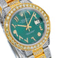 Rolex Datejust 36MM 1601 Green Eastern Arabic Diamond Dial Diamond Bezel Two Tone Yellow Gold Full Diamond Oyster Bracelet