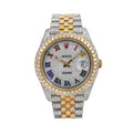 Rolex Datejust 41MM 126303 Diamond Paved Rainbow Roman Dial Diamond Bezel Two Tone Yellow Gold Full Diamond Jubilee Bracelet