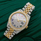 Rolex Datejust 41MM 126303 Diamond Paved Rainbow Roman Dial Diamond Bezel Two Tone Yellow Gold Full Diamond Jubilee Bracelet