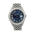 Rolex Datejust 41MM 126300 Blue Roman Diamond Dial Diamond Bezel Stainless Steel Full Diamond Jubilee Bracelet