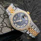Rolex Datejust 31MM 178273 Black Roman Diamond Dial Diamond Bezel Two Tone Yellow Gold Full Diamond Jubilee Bracelet