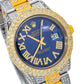 Rolex Datejust 36MM 1601 Blue Roman Diamond Dial Diamond Bezel Two Tone Yellow Gold Full Diamond Oyster Bracelet