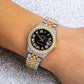Rolex Datejust 31MM 178273 Black Roman Diamond Dial Diamond Bezel Two Tone Yellow Gold Full Diamond Jubilee Bracelet