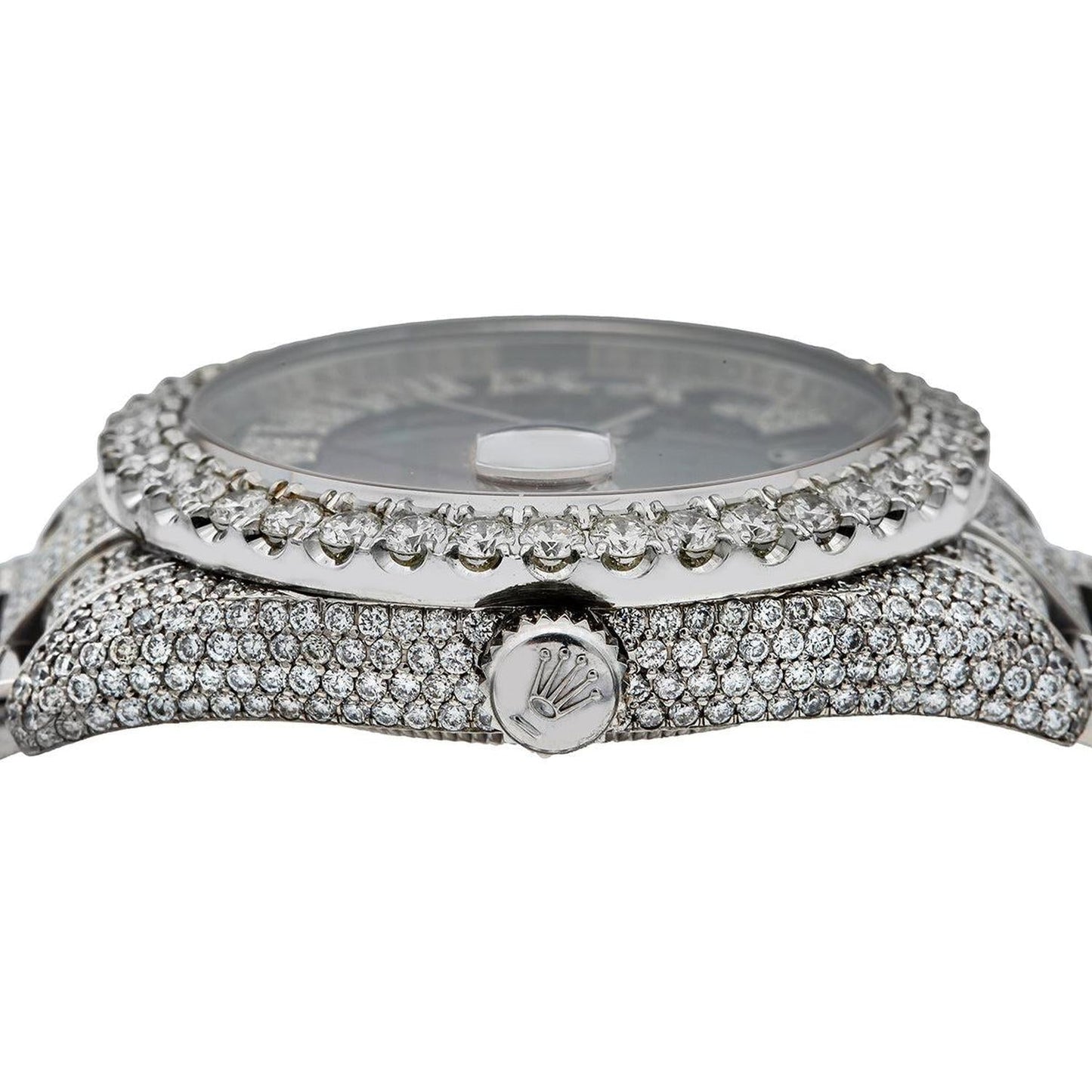 Rolex Datejust 36MM 116234 Black Mother of Pearl Roman Diamond Dial Diamond Bezel Stainless Steel Full Diamond Oyster Bracelet 12.05ct