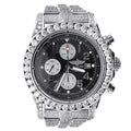 Breitling Super Avenger 48MM Black Dial With Diamond Stainless Steel Bracelet