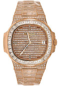 Patek Philippe Nautilus 5719 40MM Diamond Paved Dial And Baguette Diamond Bezel With Rose Gold Diamond Paved Bracelet