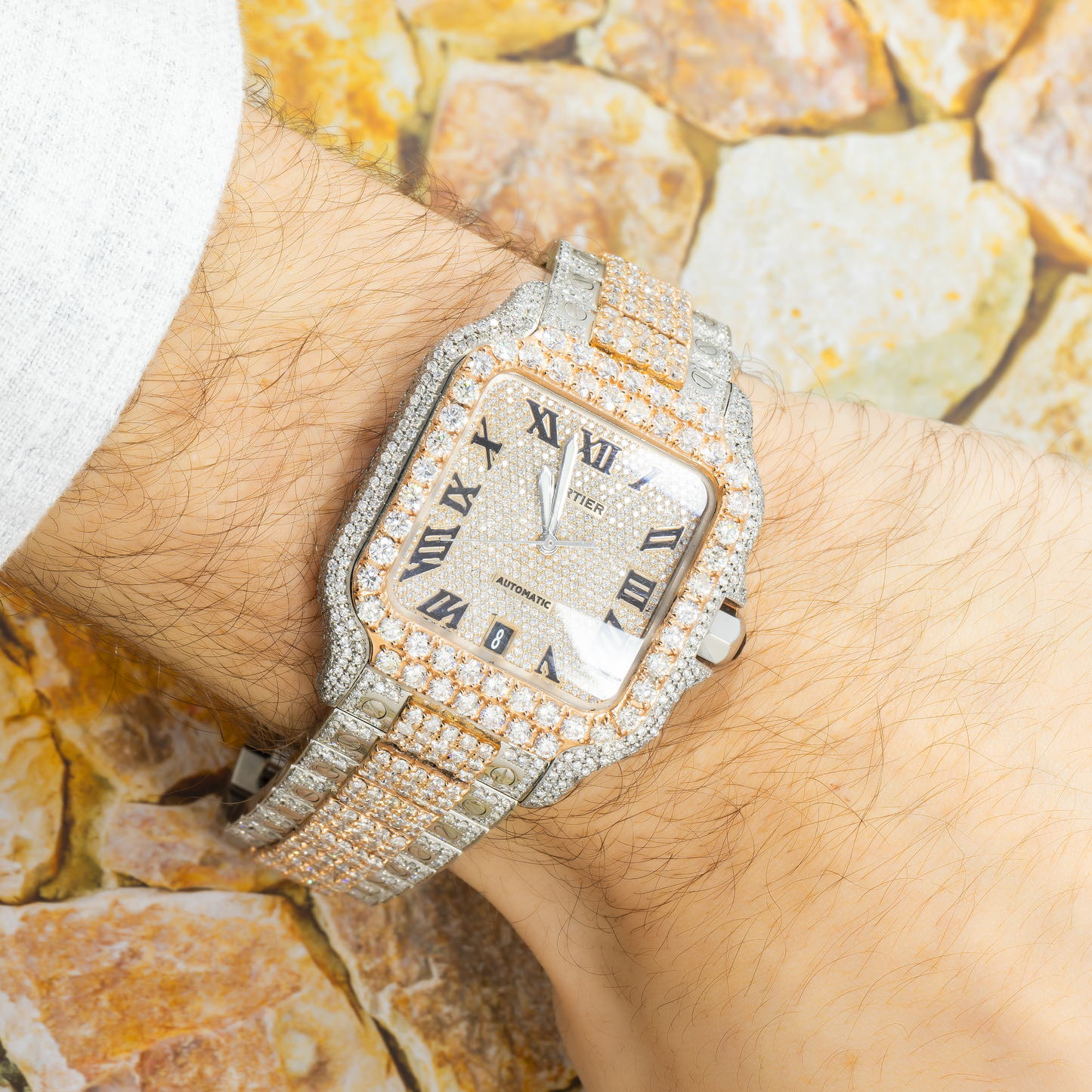 Cartier Santos De Cartier WSSA0037 39.8MM Diamond Dial & Bezel With Two Tone Bracelet