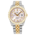 Rolex Datejust 36MM 116233 Pink Floral Diamond Dial Diamond Bezel Two Tone Yellow Gold Semi Diamond Jubilee Bracelet
