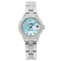 Rolex Datejust 26MM 6916 Blue Mother of Pearl Diamond Dial Diamond Bezel Stainless Steel Semi Diamond Oyster Bracelet