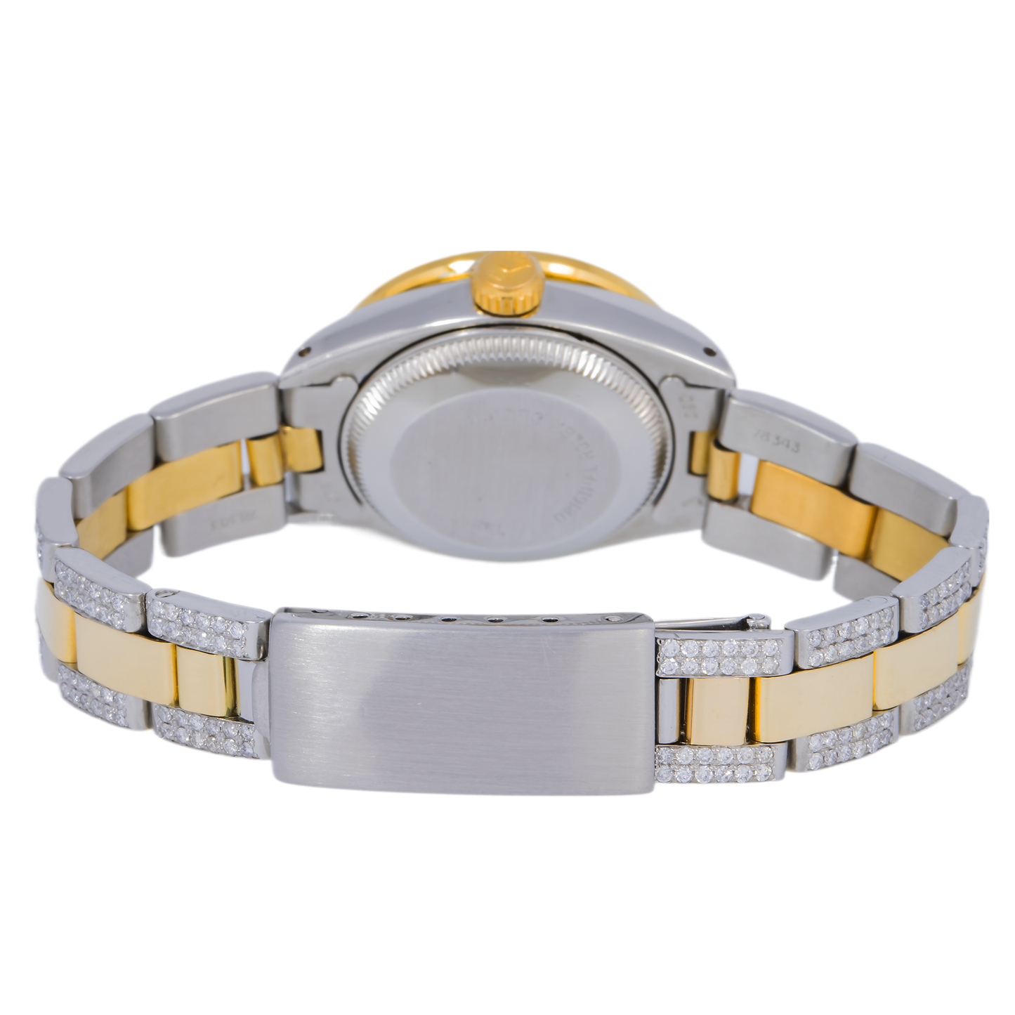 Rolex Datejust 26MM 6917 Blue Mother of Pearl Diamond Dial Rainbow Gemstone Bezel Two Tone Yellow Gold Semi Diamond Oyster Bracelet