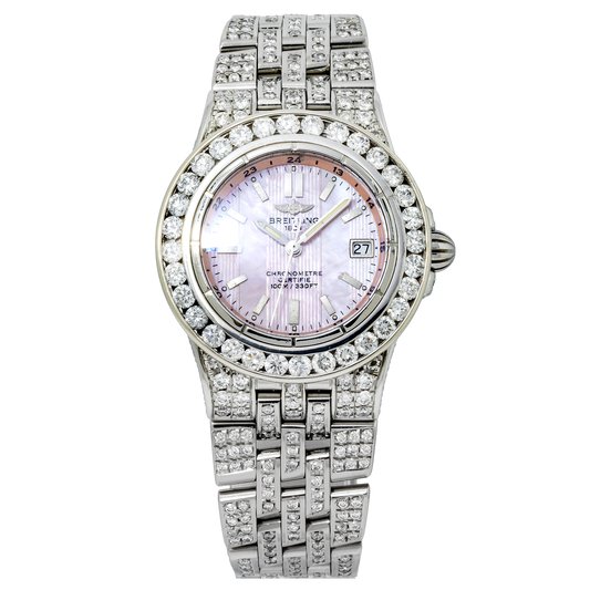 Breitling Starliner A71340 30MM Pink Mother of Pearl Dial With Diamond Bezel & Bracelet