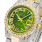 Rolex Datejust 36MM 16233 Green Roman Diamond Dial Diamond Bezel Two Tone Yellow Gold Semi Diamond Oyster Bracelet