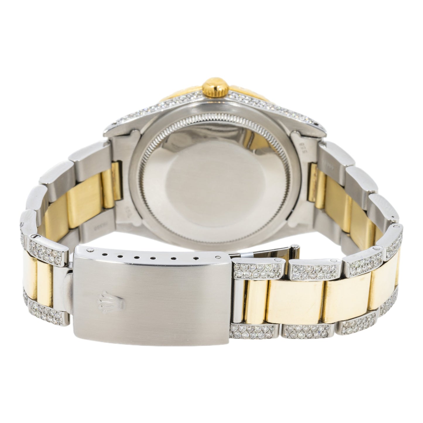 Rolex Datejust 36MM 16233 Green Roman Diamond Dial Diamond Bezel Two Tone Yellow Gold Semi Diamond Oyster Bracelet