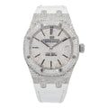 Audemars Piguet Royal Oak Selfwinding 15450ST 37MM Diamond Dial And Bezel With White Rubber Bracelet