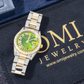 Rolex Datejust 36MM 16233 Green Roman Diamond Dial Diamond Bezel Two Tone Yellow Gold Semi Diamond Oyster Bracelet